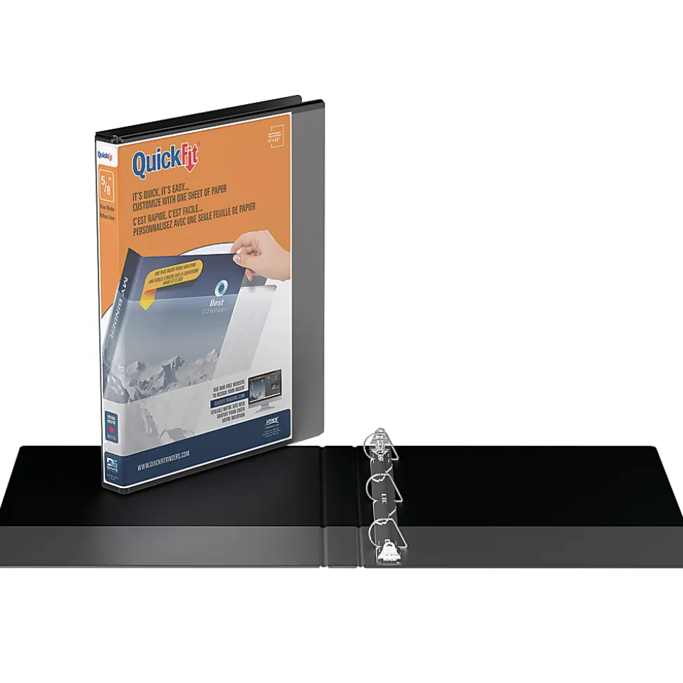 QuickFit® View 3-Ring Binder, 5/8" D-Rings, Black