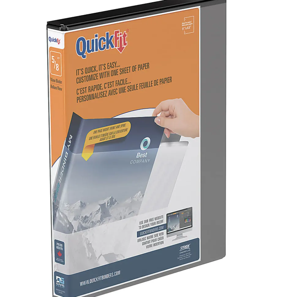 QuickFit® View 3-Ring Binder, 5/8" D-Rings, Black
