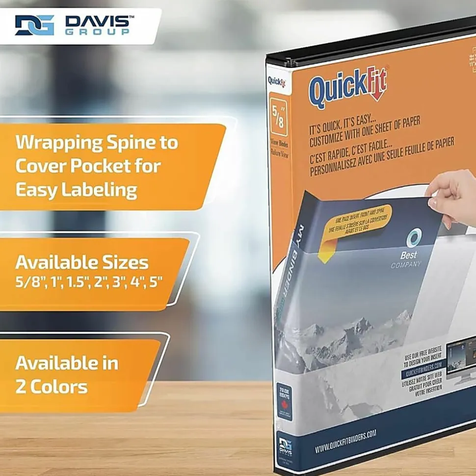 QuickFit® View 3-Ring Binder, 5/8" D-Rings, Black