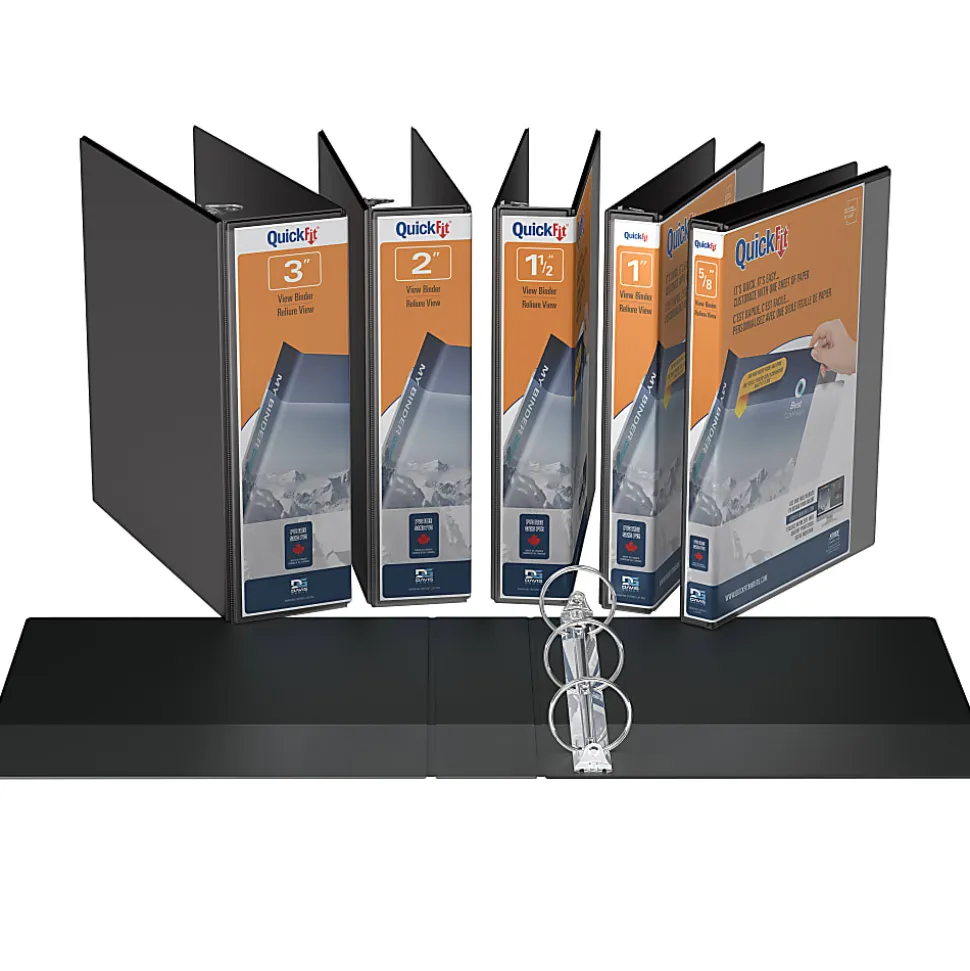 QuickFit® View 3-Ring Binder, 5/8" Round Rings, Black