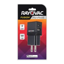 Rayovac USB-A And USB-C Wall Charger, Black, RV2409