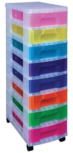 Really Useful Box® Plastic 8-Drawer Storage Tower, 7 Liters, 36 1/2
