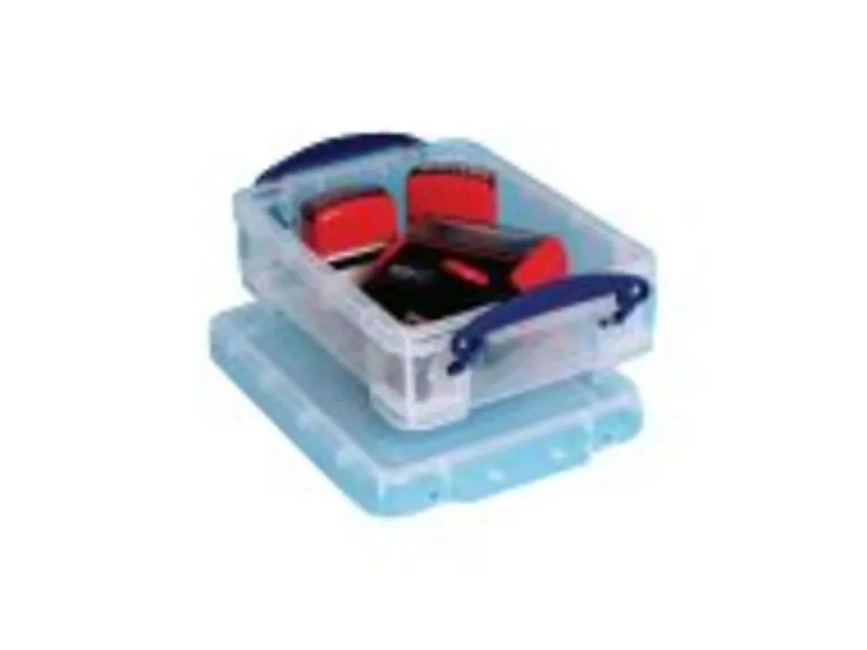 Really Useful Box® Plastic Storage Container With Built-In Handles And Snap Lid, 1.75 Liters, 9 1/2" x 7" x 3", Clear