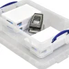 Really Useful Box® Plastic Storage Container With Built-In Handles And Snap Lid, 33 Liters, 28" x 17 3/8" x 6 5/8", Clear