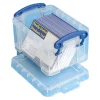 Really Useful Box® Plastic Storage Container With Built-In Handles And Snap Lid, 0.3 Liter, 4 3/4" x 3 1/4" x 2 1/2", Clear