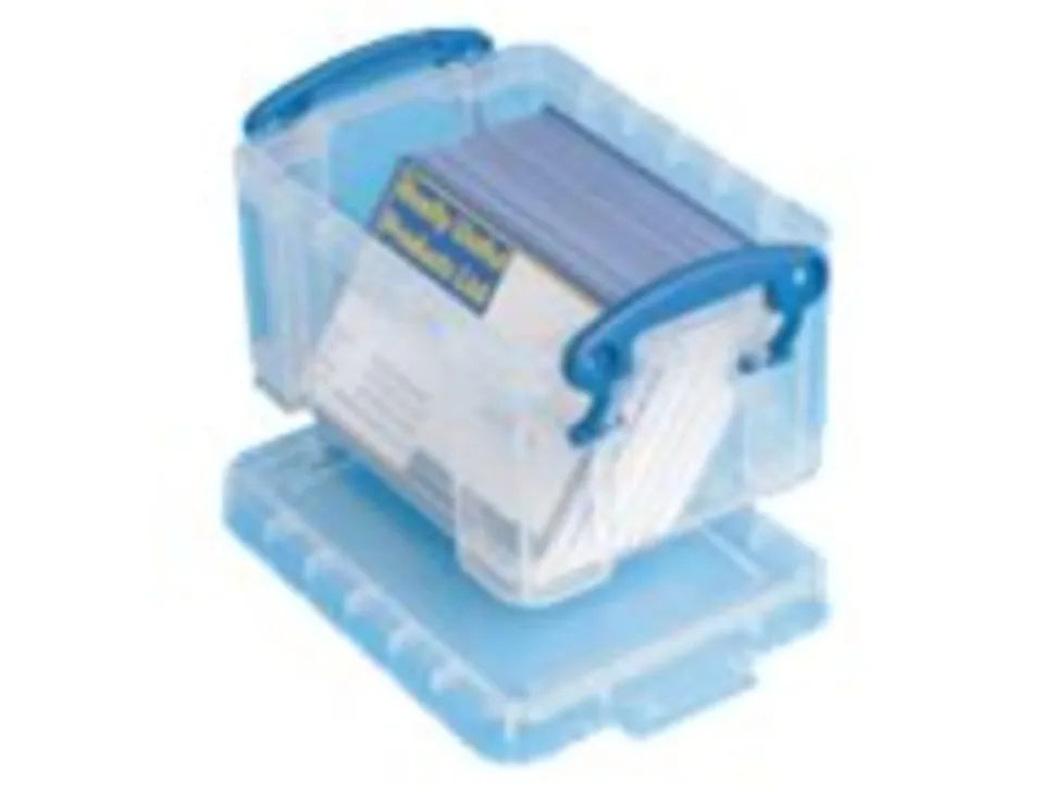 Really Useful Box® Plastic Storage Container With Built-In Handles And Snap Lid, 0.3 Liter, 4 3/4" x 3 1/4" x 2 1/2", Clear