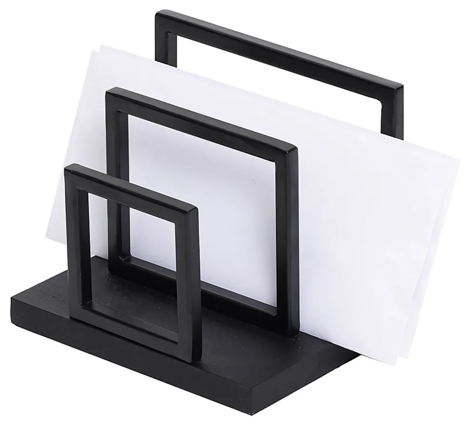 Realspace® Acadia Wood/Metal Letter Sorter, 6-1/4"H x 6-3/4"W x 5"D, Black