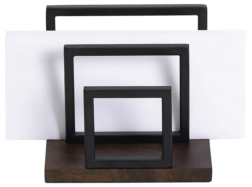 Realspace® Acadia Wood/Metal Letter Sorter, 6-1/4"H x 6-3/4"W x 5"D, Walnut/Black