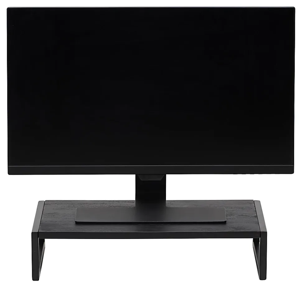Realspace® Acadia Wood/Metal Monitor Stand, 4-1/2"H x 21-1/2"W x 10"D, Black