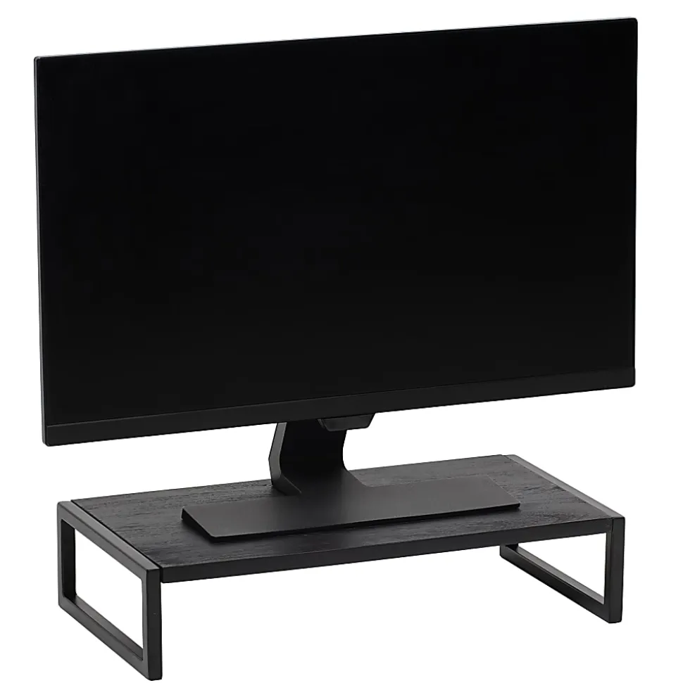 Realspace® Acadia Wood/Metal Monitor Stand, 4-1/2"H x 21-1/2"W x 10"D, Black