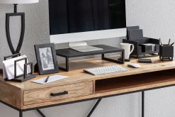 Realspace® Acadia Wood/Metal Pen Cup, 4-1/4