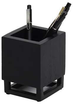 Realspace® Acadia Wood/Metal Pen Cup, 4-1/4