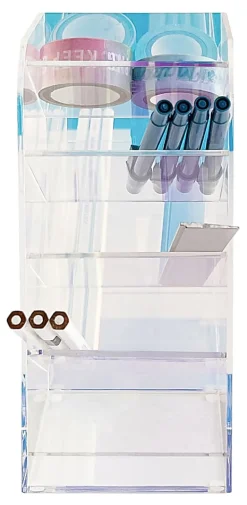 Realspace® Acrylic Desk Organizer, 8"H x 3-1/4"W x 3-1/4"D, Clear/Iridescent