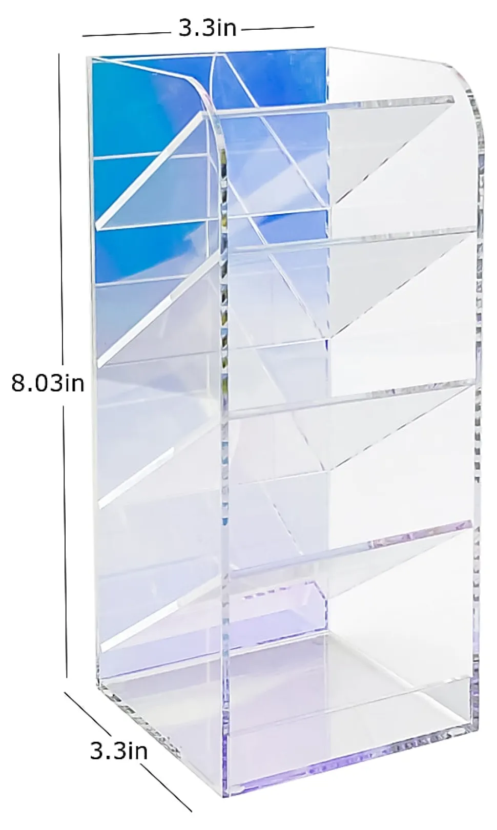 Realspace® Acrylic Desk Organizer, 8"H x 3-1/4"W x 3-1/4"D, Clear/Iridescent