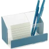 Realspace® Acrylic Desk Organizer, 3-7/16"H x 6"W x 3-5/8"D, Clear/Blue