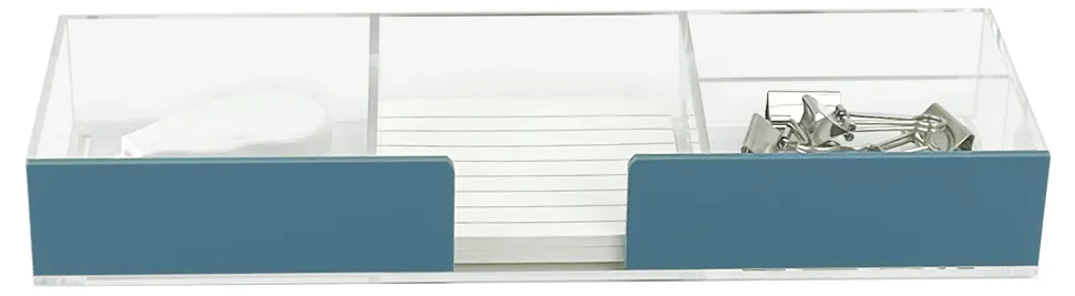 Realspace® Acrylic Desk Storage Tray, 1-3/8"H x 9-1/2"W x 3-1/4"D, Clear/Blue