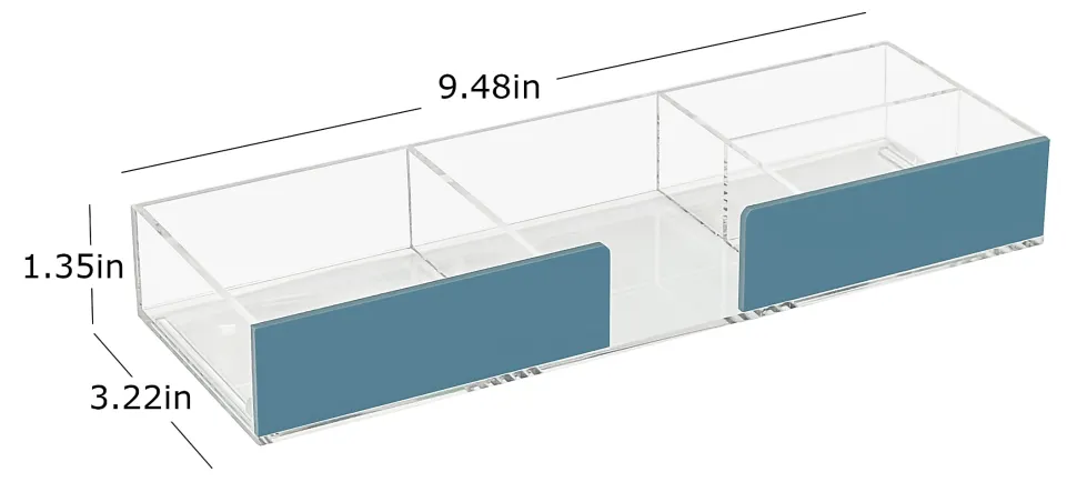 Realspace® Acrylic Desk Storage Tray, 1-3/8"H x 9-1/2"W x 3-1/4"D, Clear/Blue