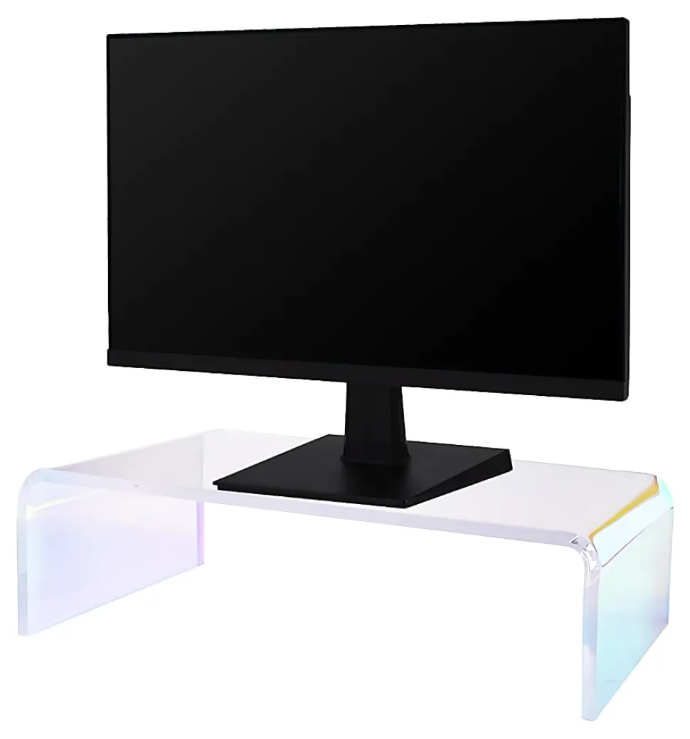 Realspace® Acrylic Monitor Stand, 4"H x 15"W x 7-1/2"D, Clear/Iridescent