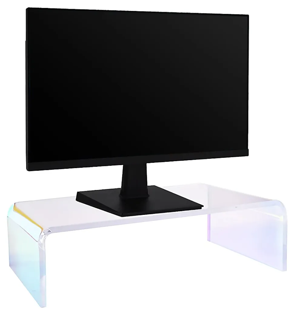 Realspace® Acrylic Monitor Stand, 4"H x 15"W x 7-1/2"D, Clear/Iridescent