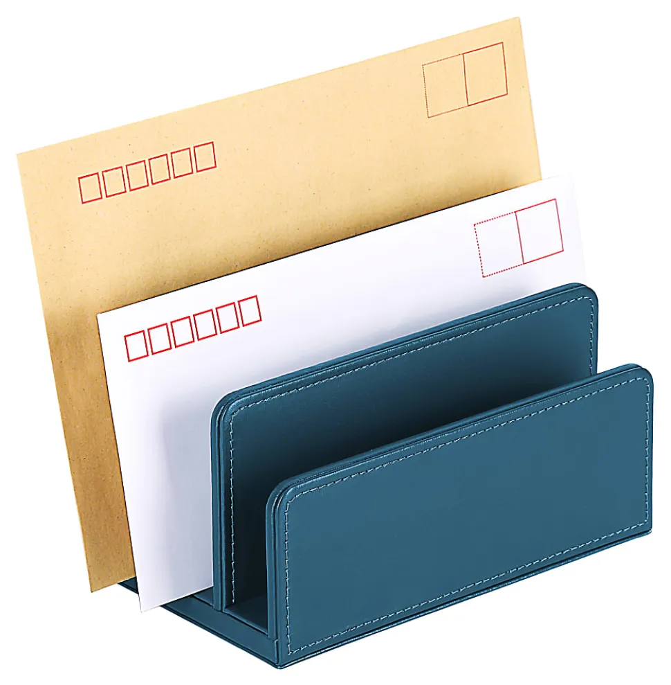 Realspace® Azura Vegan Leather Letter Sorter, 5-1/2"H x 6-7/8"W x 4"D, Blue