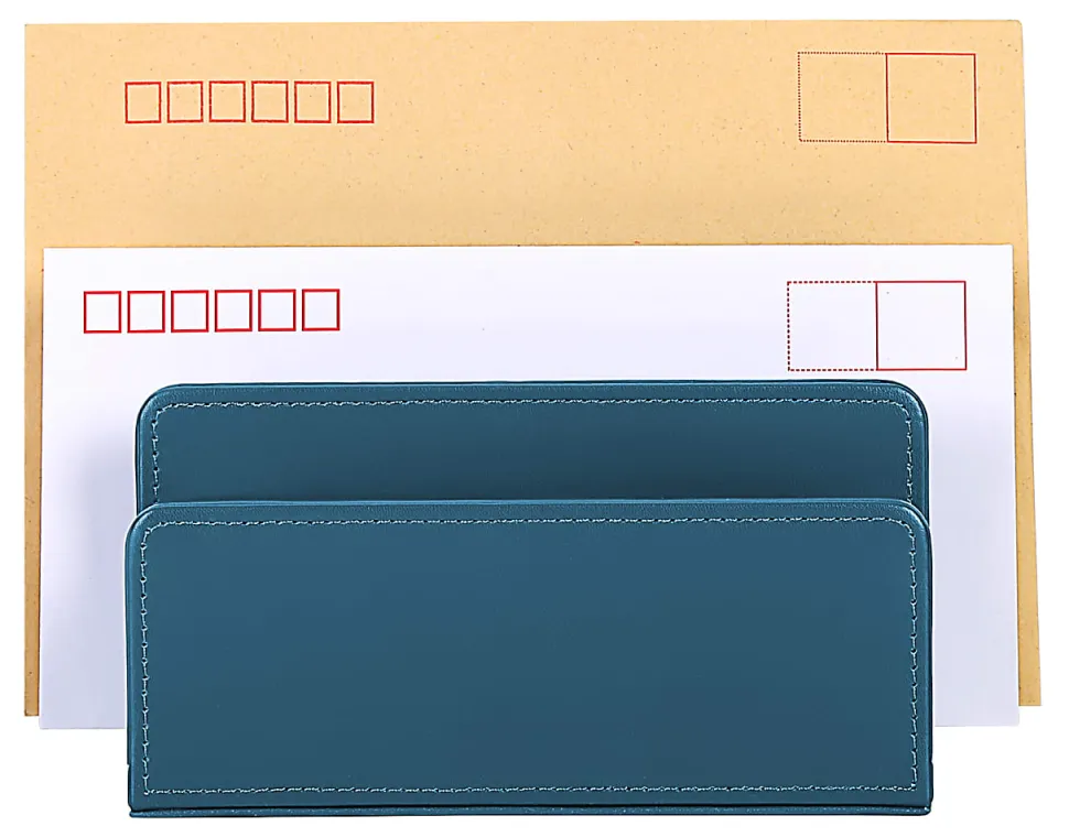 Realspace® Azura Vegan Leather Letter Sorter, 5-1/2"H x 6-7/8"W x 4"D, Blue