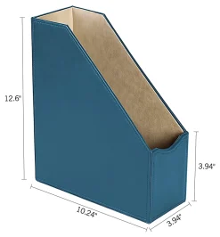 Realspace® Azura Vegan Leather Magazine File Holder, 12-5/8"H x 4"W x 10-1/4"D, Blue