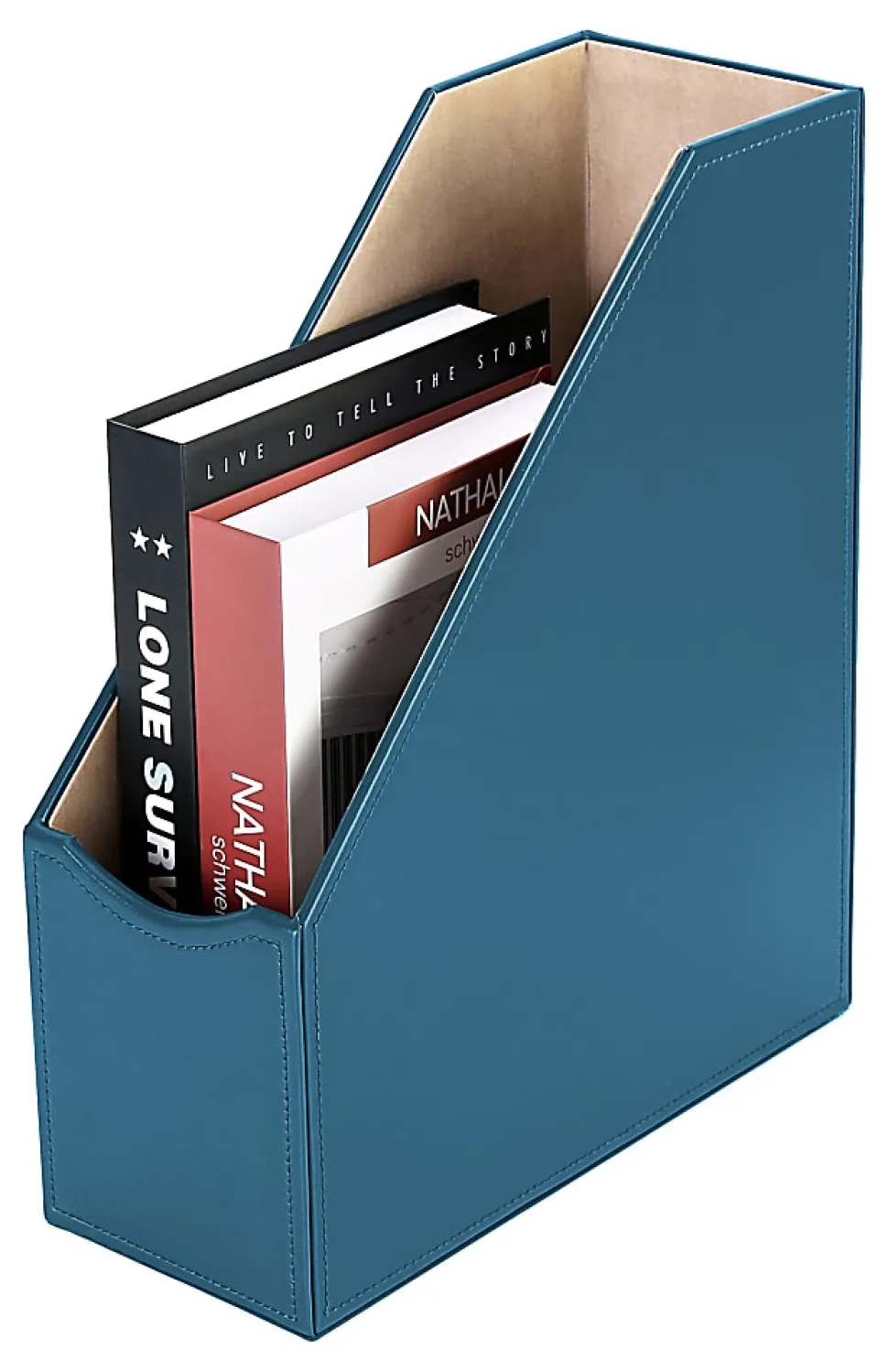 Realspace® Azura Vegan Leather Magazine File Holder, 12-5/8"H x 4"W x 10-1/4"D, Blue
