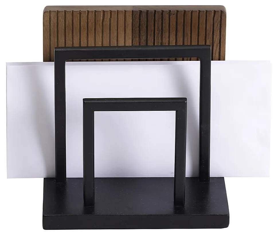 Realspace® Becker Wood/Metal Letter Sorter, 6-3/4"H x 7"W x 5"D, Natural/Black