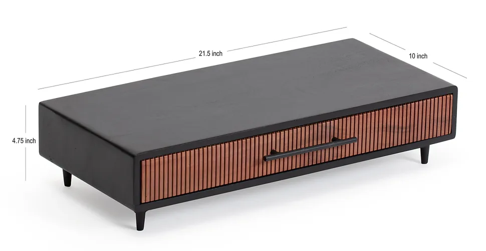 Realspace® Becker Wood/Metal Monitor Stand With Drawer For 32" Monitors, 5-1/4"H x 21-1/2"W x 10"D, Natural/Black