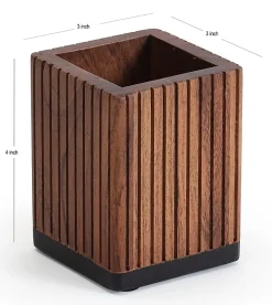 Realspace® Becker Wood Pen Cup, 4