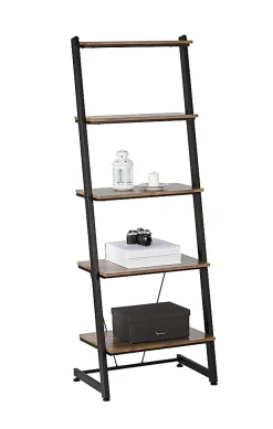 Realspace® Belling 73"H Leaning 5-Shelf Bookcase, Modern Oak