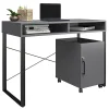 Realspace® Bexler 42”W Computer Desk With Mobile Cart, Gray/Black