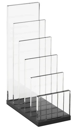 Realspace® Black Acrylic 5-Compartment Desk Sorter, Letter Size