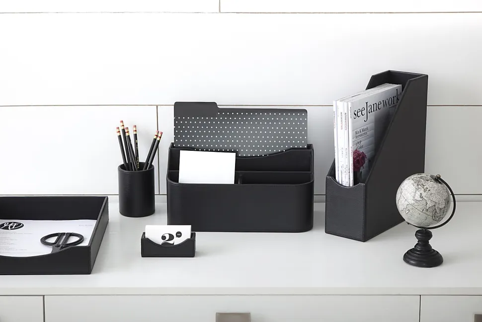 Realspace® Black Faux Leather Pencil Cup