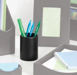 Realspace® Black Faux Leather Pencil Cup