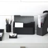 Realspace® Black Faux Leather Paper Tray, Letter Size