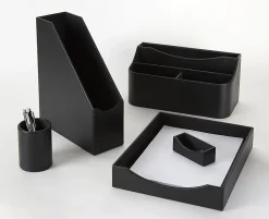 Realspace® Black Faux Leather Paper Tray, Letter Size