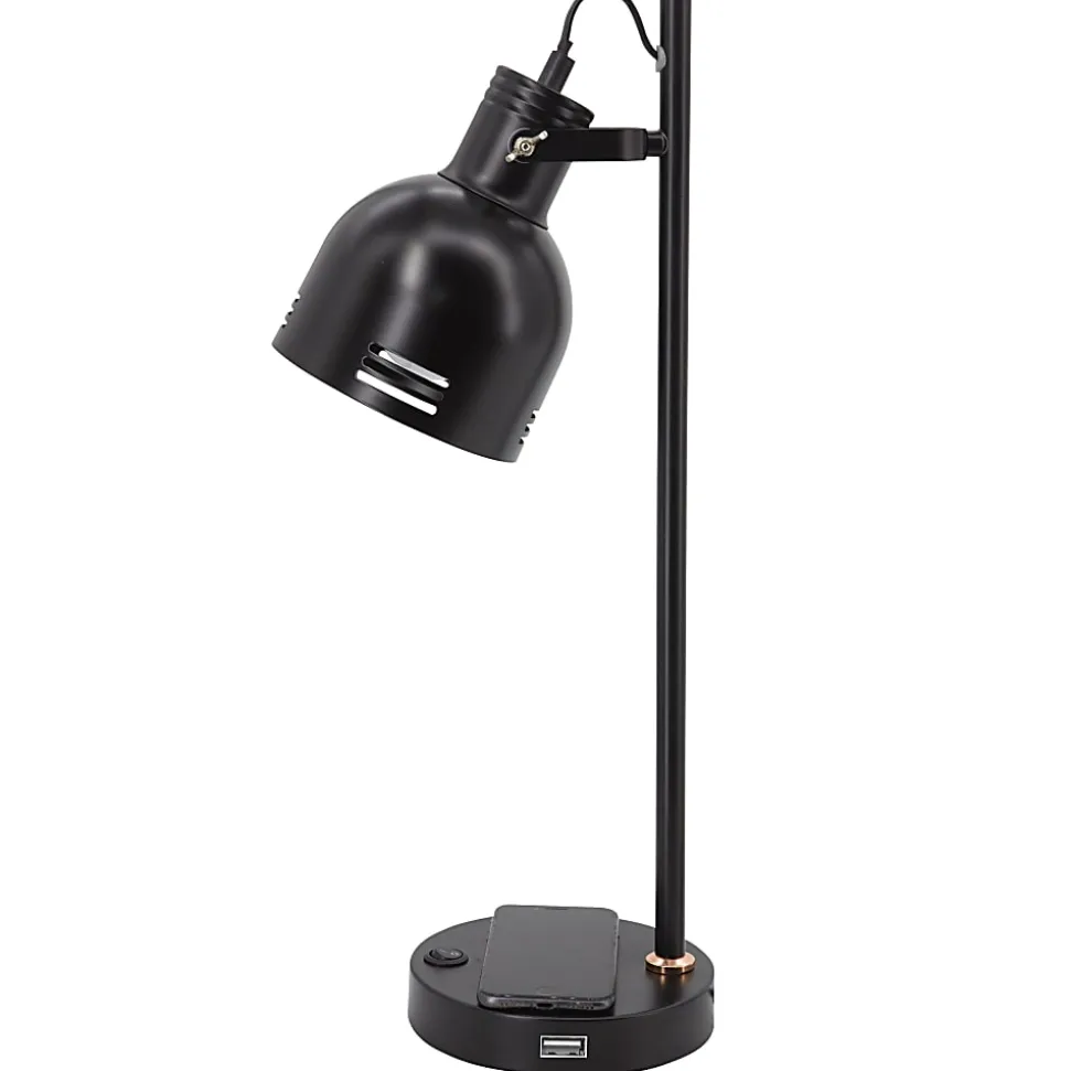 Realspace™ Brevins LED Desk Lamp With Wireless Charger And USB Port, 20-1/2"H, Black