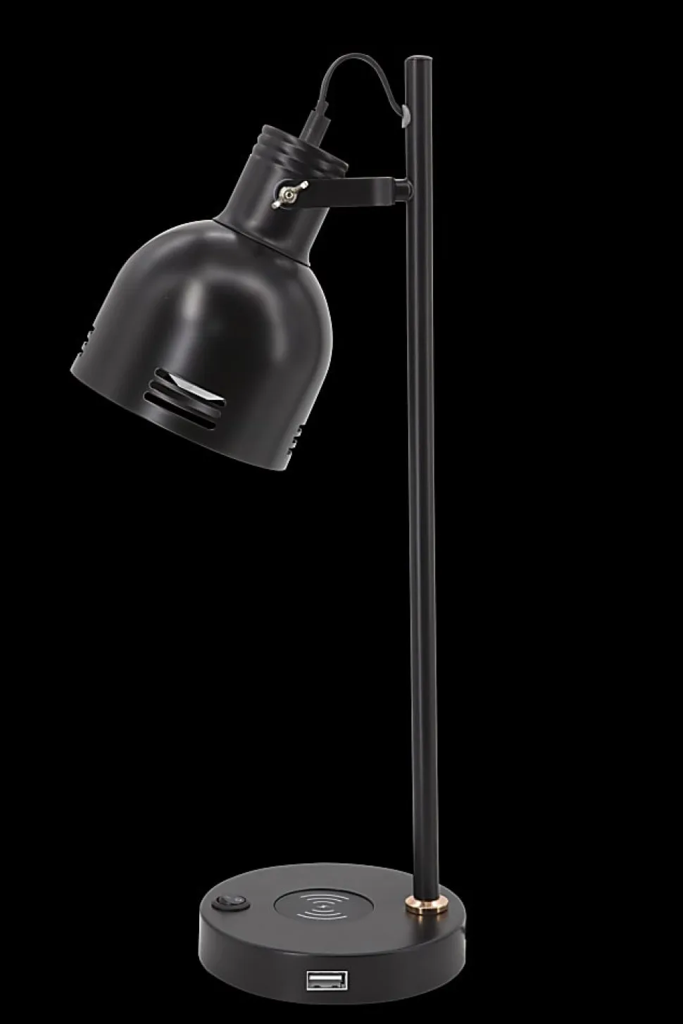 Realspace™ Brevins LED Desk Lamp With Wireless Charger And USB Port, 20-1/2"H, Black