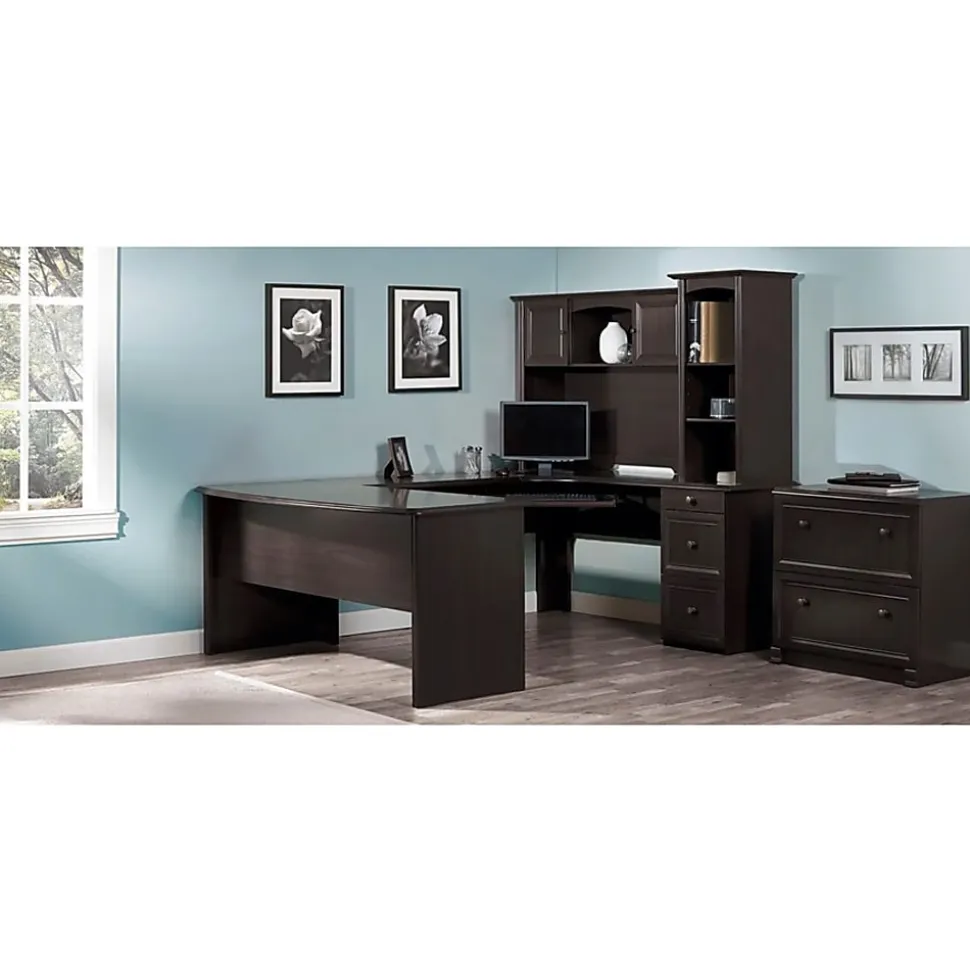 Realspace® Broadstreet 65"W U-Shaped Executive Corner Desk, Walnut