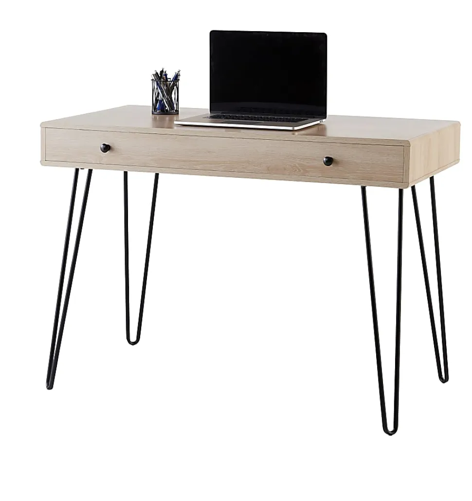 Realspace® Callay 42"W Writing Desk, Blonde Oak/Black