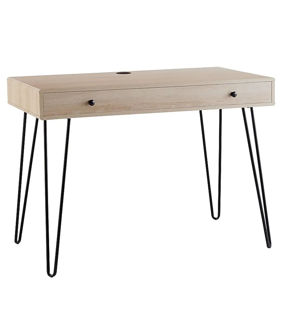 Realspace® Callay 42"W Writing Desk, Blonde Oak/Black