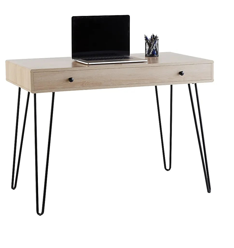 Realspace® Callay 42"W Writing Desk, Blonde Oak/Black
