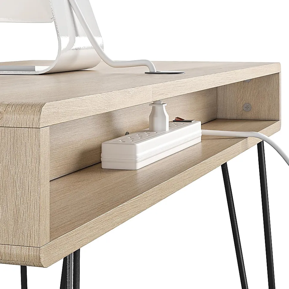 Realspace® Callay 42"W Writing Desk, Blonde Oak/Black