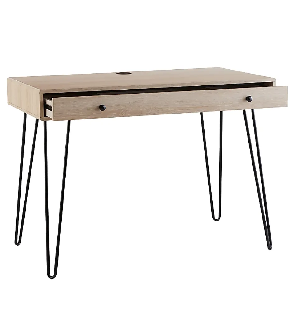 Realspace® Callay 42"W Writing Desk, Blonde Oak/Black