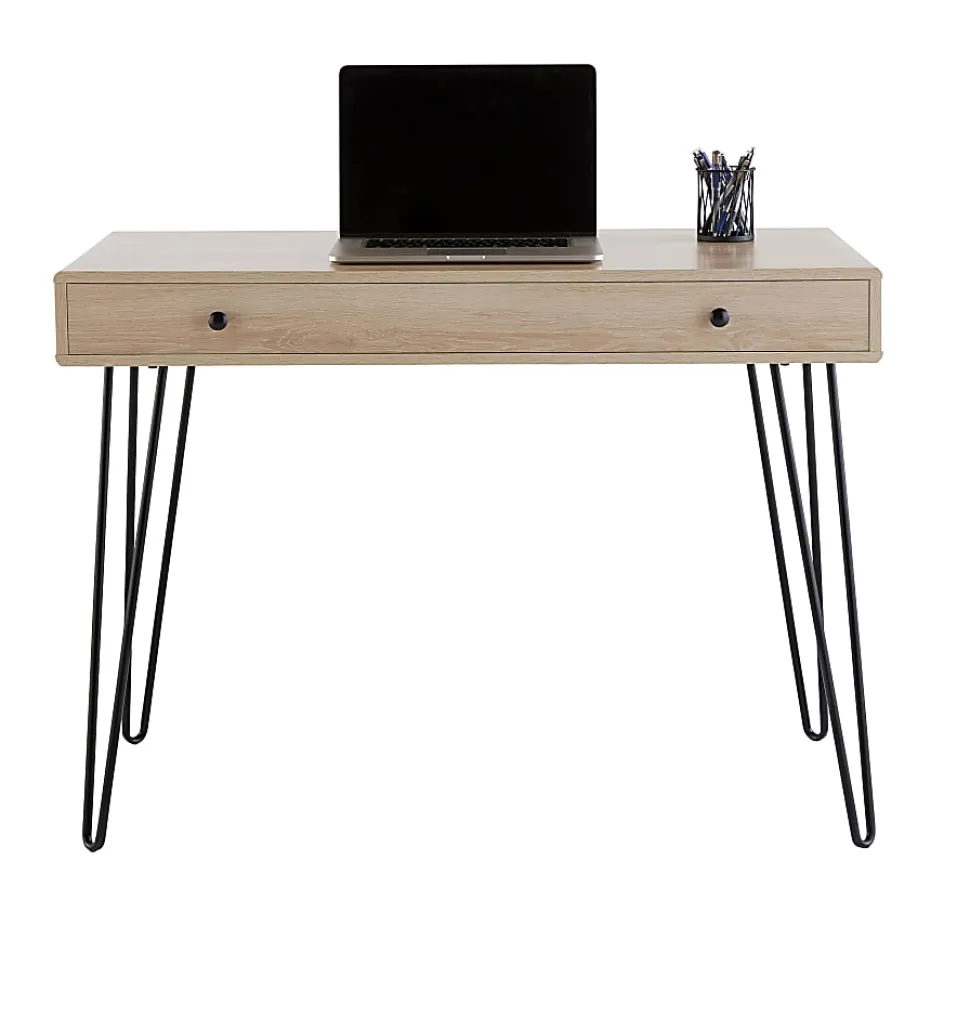 Realspace® Callay 42"W Writing Desk, Blonde Oak/Black