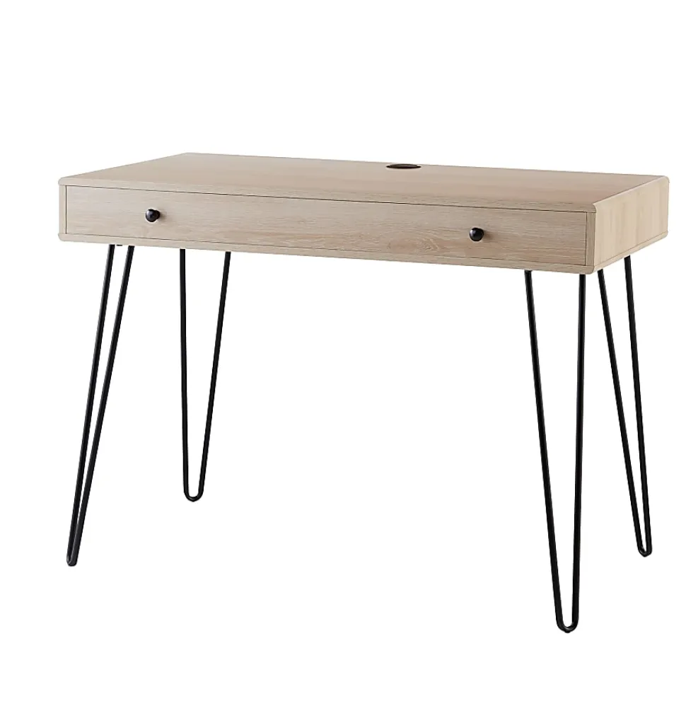 Realspace® Callay 42"W Writing Desk, Blonde Oak/Black