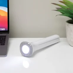 Realspace™ Carsini 2-in-1 LED Flip-Up/Torch Portable Desk Lamp With Rechargeable Battery, 10-3/4"H, White
