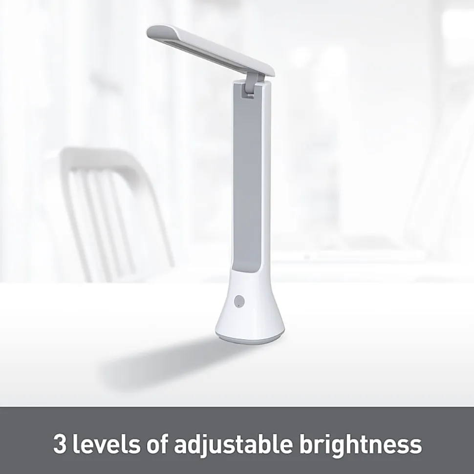 Realspace™ Carsini 2-in-1 LED Flip-Up/Torch Portable Desk Lamp With Rechargeable Battery, 10-3/4"H, White
