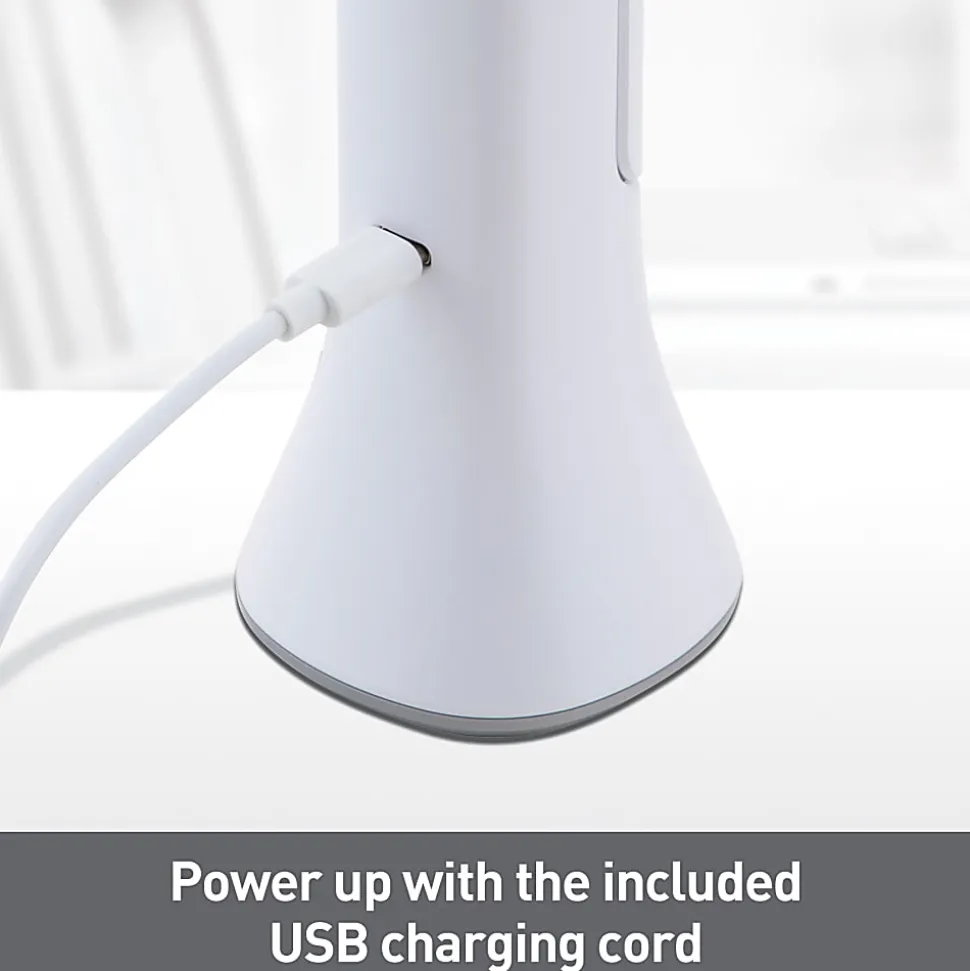 Realspace™ Carsini 2-in-1 LED Flip-Up/Torch Portable Desk Lamp With Rechargeable Battery, 10-3/4"H, White